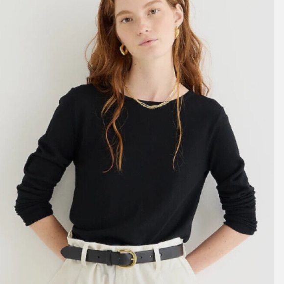 NWT J. Crew Halle Crewneck Black Merino Wool Sweater Size XS - Picture 2 of 13
